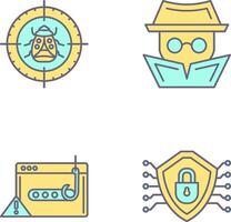 Bug Target and Hacker Icon vector