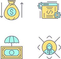 dinero bolso y codificación icono vector