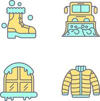 raquetas de nieve y camión icono vector