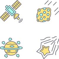 satelite and asteroid Icon vector