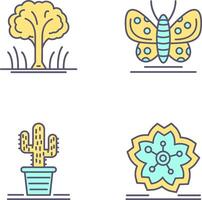 árbol y mariposa icono vector