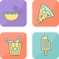 Chinese food and Pizza Icon vector