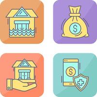 Natural Disaster and Money Bag Icon vector