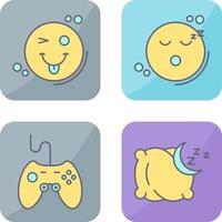 lengua fuera y dormir icono vector