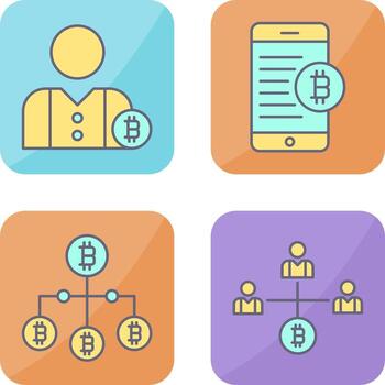 User and Bitcoin Mobile Icon vector