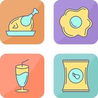 Chicken leg and Fried egg Icon vector