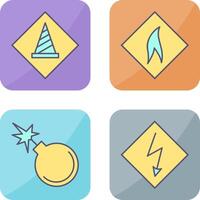 under construction and flammable material Icon vector