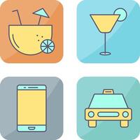 coconut drink and cocktail drink Icon vector