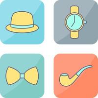 sombrero y reloj icono vector