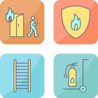 running from fire and fire shield Icon vector