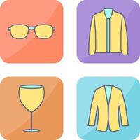 lentes y chaqueta icono vector