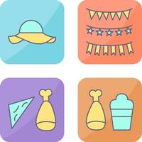 Garlands and Woman Hat Icon vector