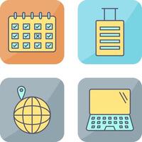 marked calendar and luggage Icon vector