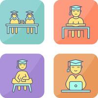 Combined Study and Studying on Desk Icon vector