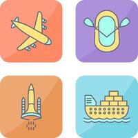 Landing Airplane and Dinghy Icon vector