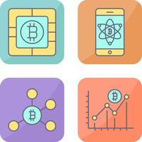 bitcoin chip y móvil icono vector