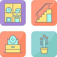 Bookshelf and Stairs Icon vector