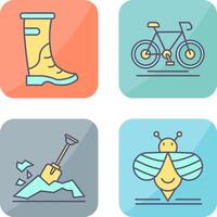 lluvia botas y ciclismo icono vector