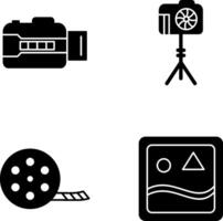 open camera and camera stand Icon vector