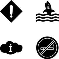 caution sign and dangerous shark Icon vector