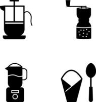 french press and coffee grinder Icon vector