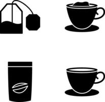 té bolso y cremoso café icono vector