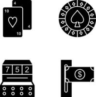 playing cards and spade chips Icon vector