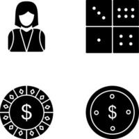 elegant lady and domino game Icon vector