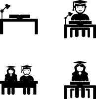 study desk and studying on desk Icon vector