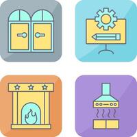 Door and Blueprint Icon vector