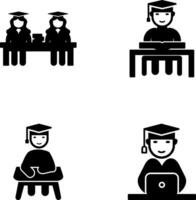 Combined Study and Studying on Desk Icon vector