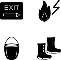 exit and electricity fire Icon vector