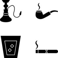 hookah and lit smoking pipe Icon vector