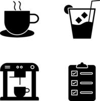 hot coffee and whiskey sour Icon vector