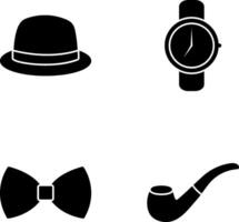 sombrero y reloj icono vector