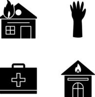 house on fire and gloves Icon vector