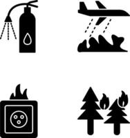 using extinguisher and firefighter plane Icon vector