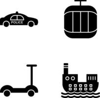 Police Car and Cable Car Icon vector