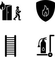 running from fire and fire shield Icon vector