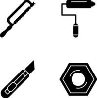 Hacksaw and Paint Roller Icon vector