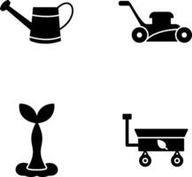 Watering tool and Lawn Mower Icon vector