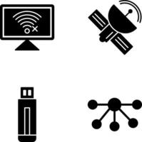 Disconnected Network and Satellite Icon vector