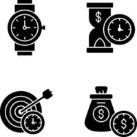 muñeca reloj y hora es dinero icono vector