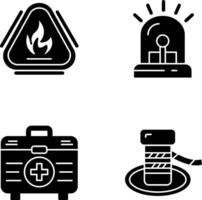 Caution Fire and Siren Icon vector