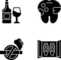 vino y caries icono vector