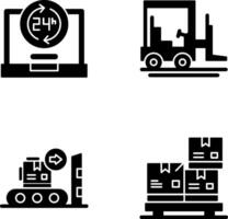 24 hours and forklift Icon vector