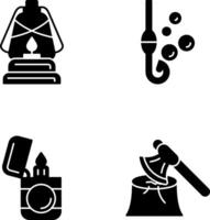 Lantern and Fishing Hook Icon vector