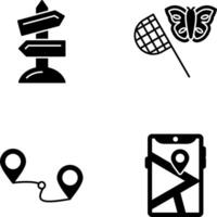Butterfly Catcher and Road Sign Icon vector
