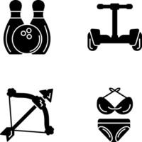 bolos y hoverboard icono vector