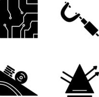 eléctrico circuito y micrómetro icono vector